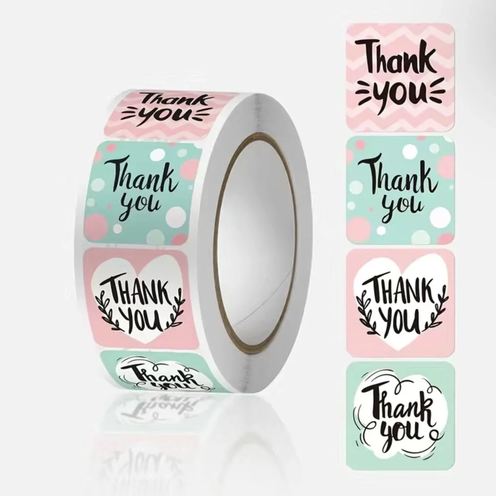500 squared “thank you” stickers